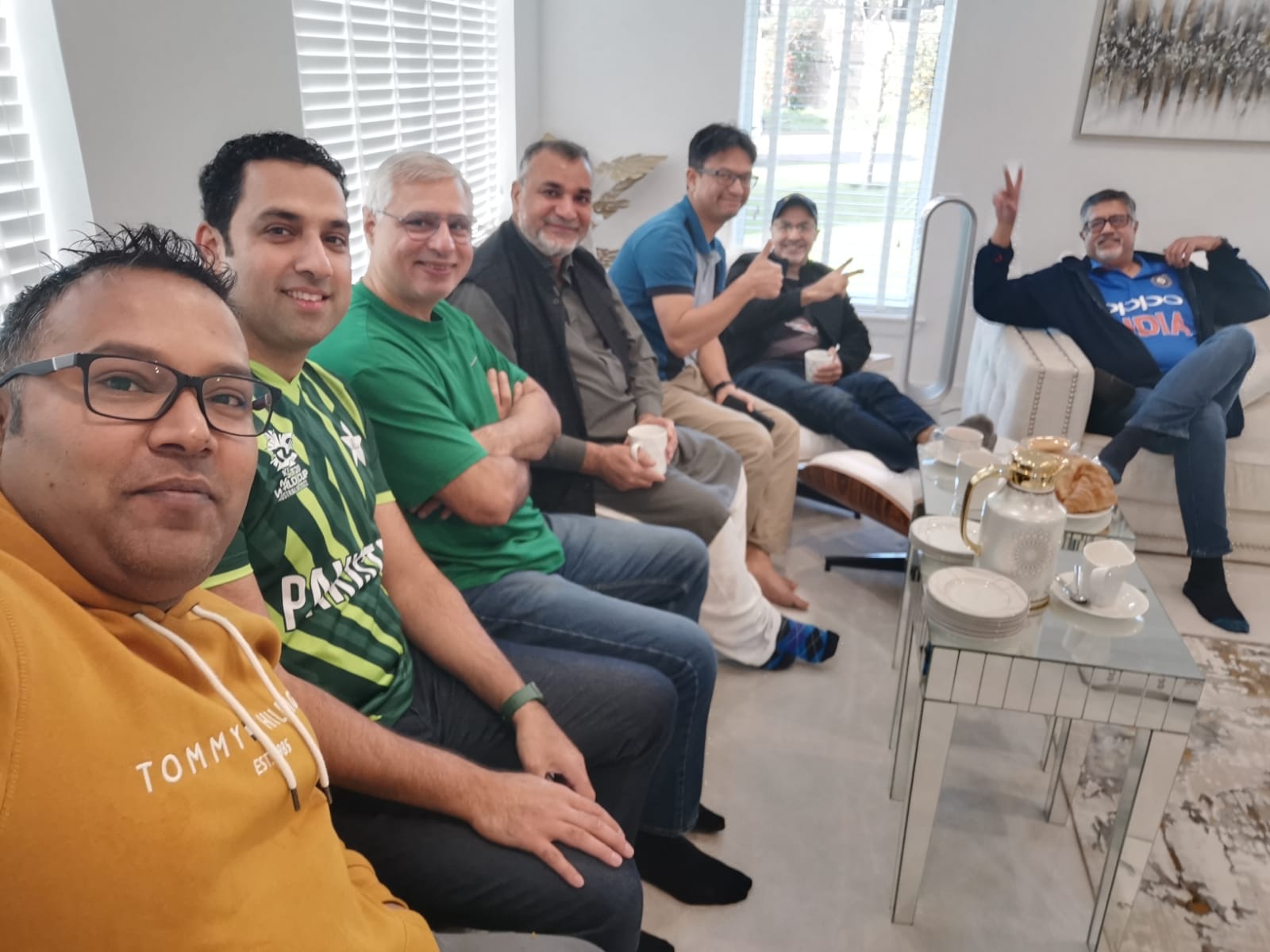 Ind v Pak ODI - Alty's House - The Green and Blue T-Shirts are out to support respective teams